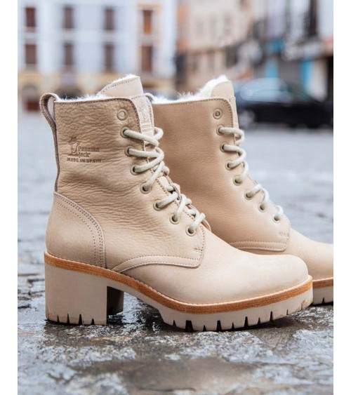 Panama Jack Mujer Padma Botas Piel Beige Forro Pelo