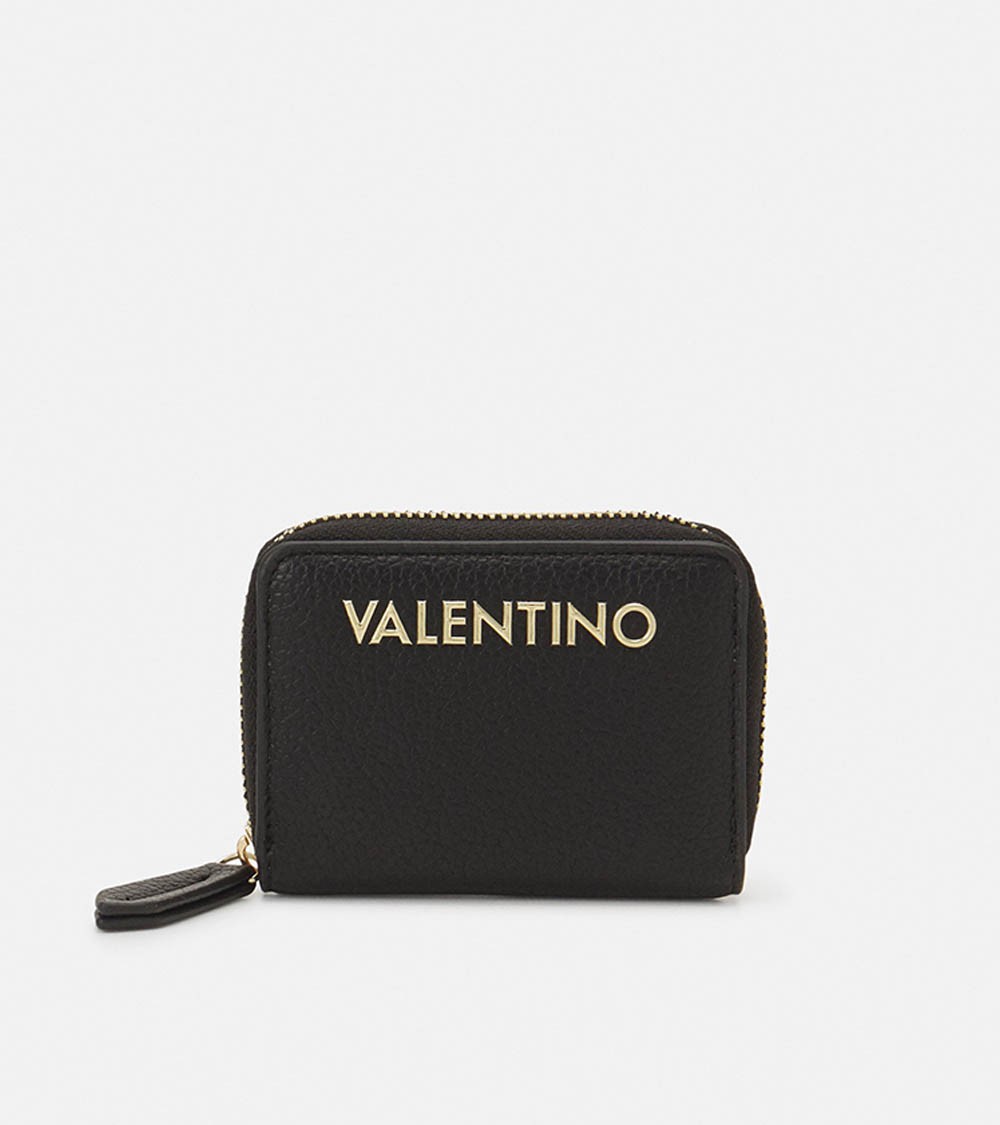 Vista frontal del monedero Valentino Bags VPS8A8139 en negro, ideal para mujeres.