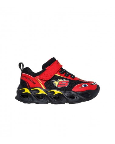 Zapatillas Skechers Hot Lights Thermo Flash, con luces y detalles en rojo y negro.