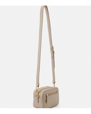 Vista lateral del bolso Valentino beige para mujer.