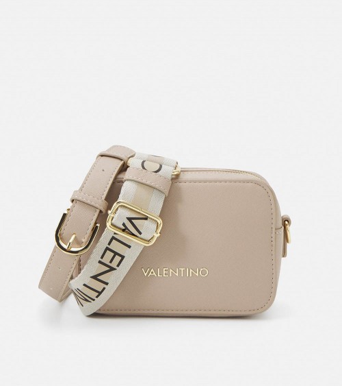 Bandolera Valentino Bags beige con correa ajustable.