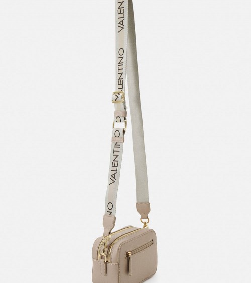 Bandolera Valentino Bags beige con correa ajustable.