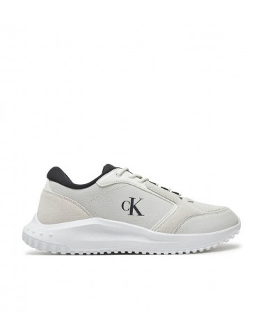 Vista lateral de las Calvin Klein Eva Runner Low en blanco con diseño minimalista.