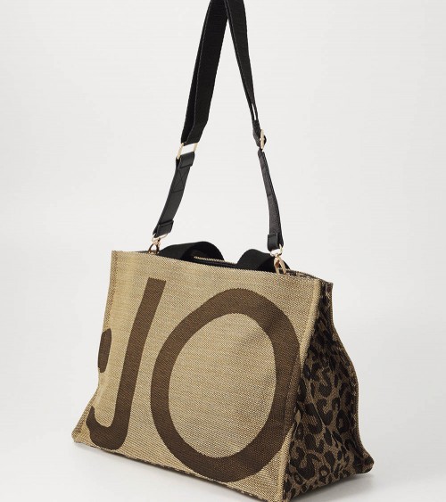 LiuJo Bolso Mujer Marrón con Print Animal - Algodón